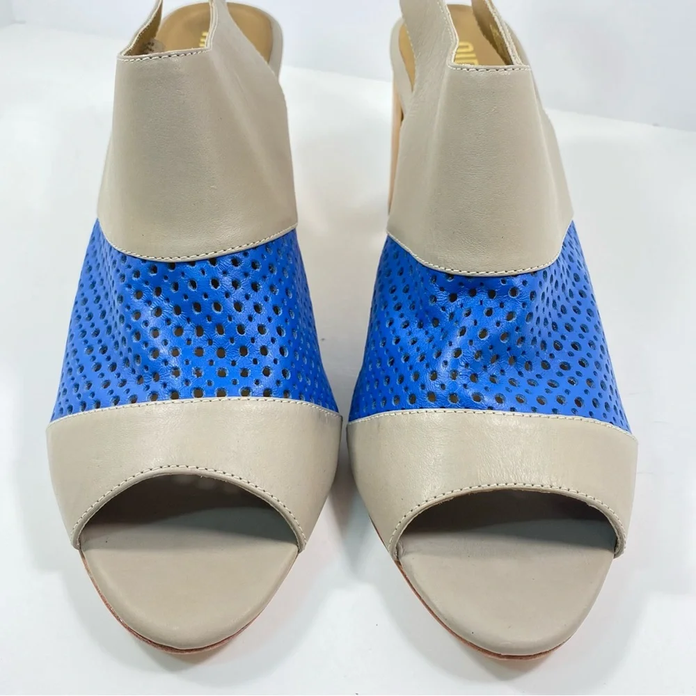 Anthropologie Nina Payne 10.5 11 Slingback Sandal Lina Heels Blue Leather EU 41 - Picture 6 of 10
